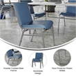 Pemberly Row Heavy Duty Navy Vinyl Padded Stack Chair with 550 lb Capacity