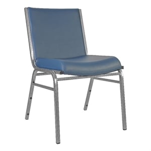 Pemberly Row Heavy Duty Navy Vinyl Padded Stack Chair with 550 lb Capacity