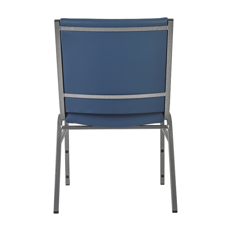 Pemberly Row Heavy Duty Navy Vinyl Padded Stack Chair with 550 lb Capacity