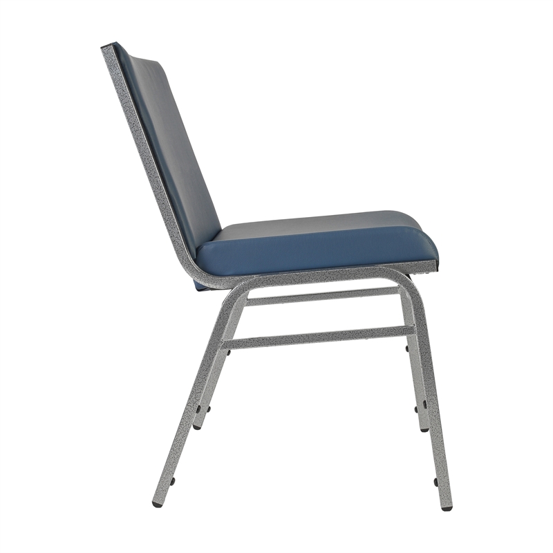 Pemberly Row Heavy Duty Navy Vinyl Padded Stack Chair with 550 lb Capacity