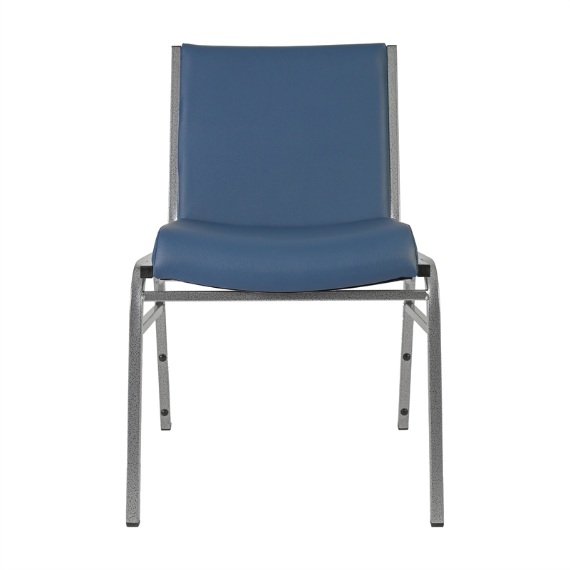 Pemberly Row Heavy Duty Navy Vinyl Padded Stack Chair with 550 lb Capacity