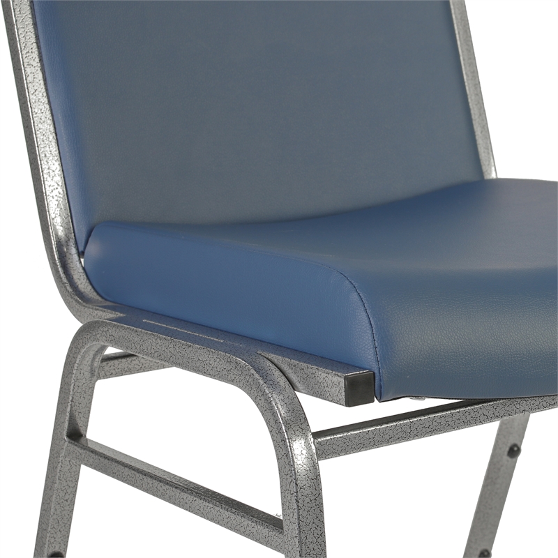 Pemberly Row Heavy Duty Navy Vinyl Padded Stack Chair with 550 lb Capacity