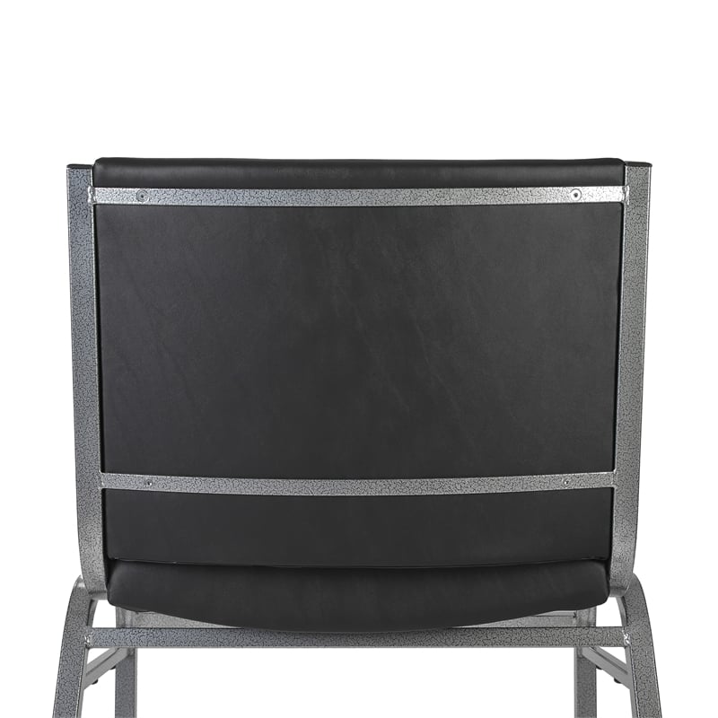 Pemberly Row Big and Tall 1000 lb Rated Black Vinyl Padded Stack Chair