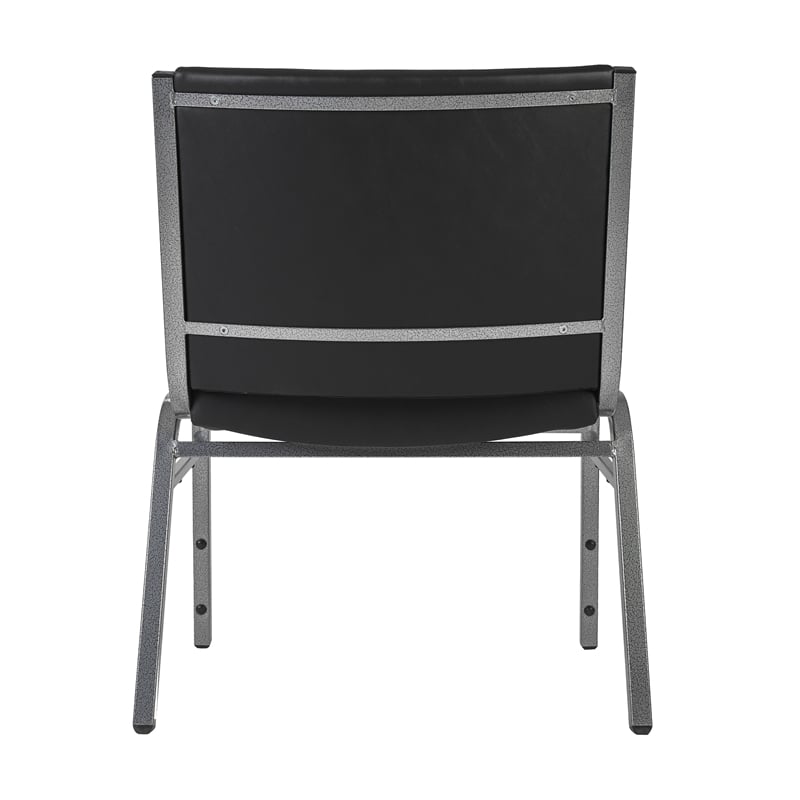 Pemberly Row Big and Tall 1000 lb Rated Black Vinyl Padded Stack Chair