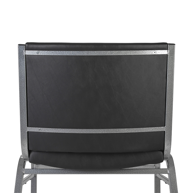 Pemberly Row Big and Tall 1000 lb Rated Black Vinyl Padded Stack Chair