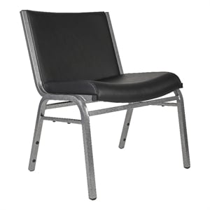 Pemberly Row Big and Tall 1000 lb Rated Black Vinyl Padded Stack Chair