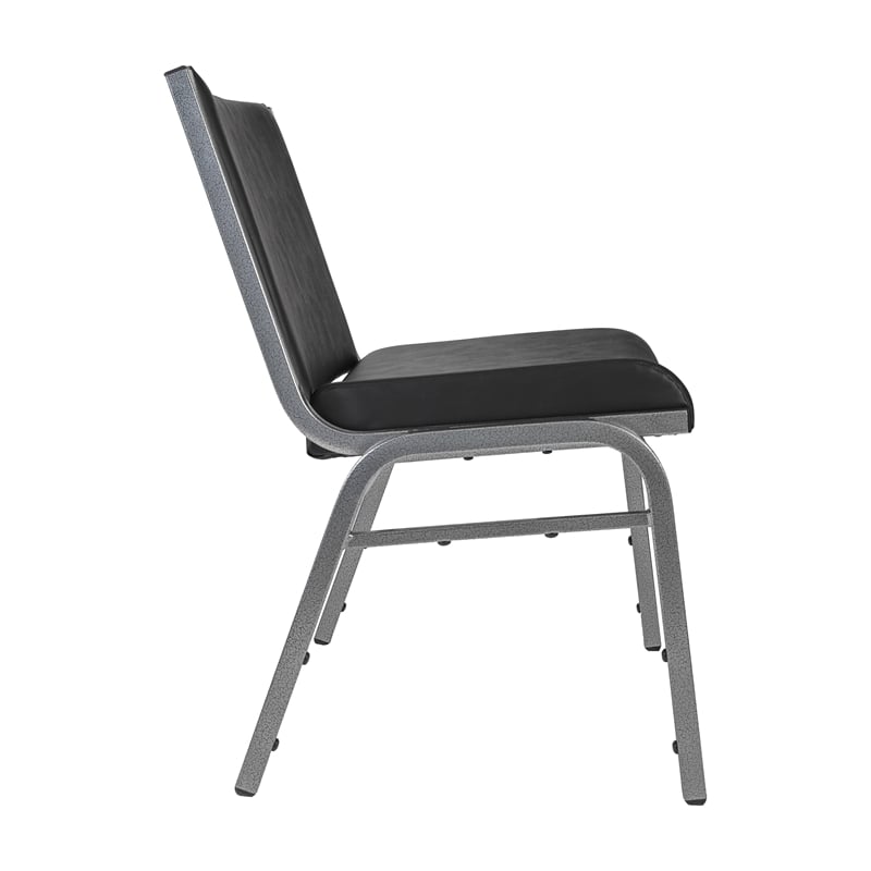 Pemberly Row Big and Tall 1000 lb Rated Black Vinyl Padded Stack Chair