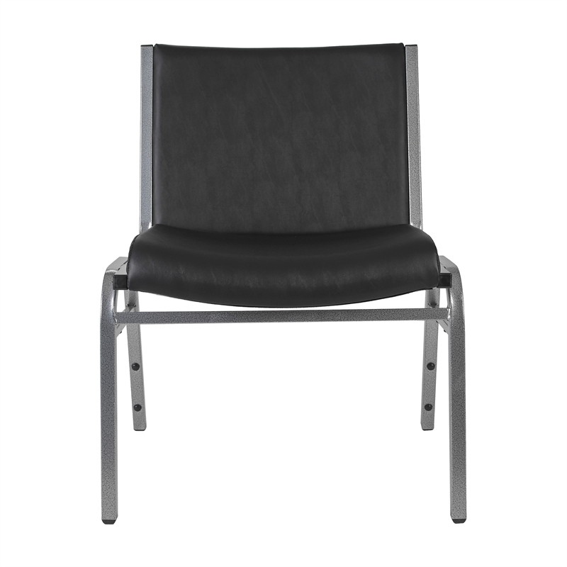 Pemberly Row Big and Tall 1000 lb Rated Black Vinyl Padded Stack Chair