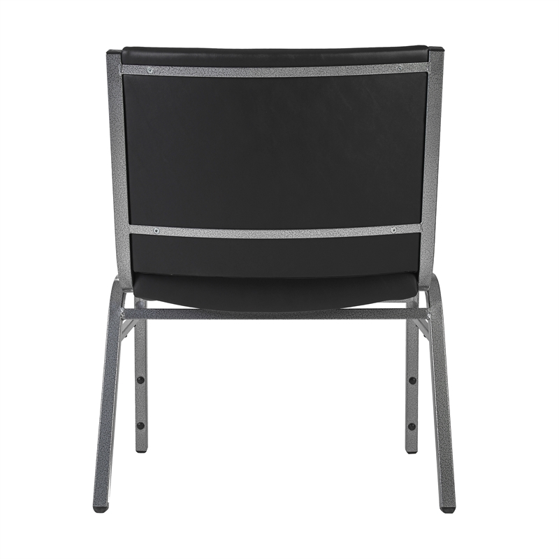 Pemberly Row Big and Tall 1000 lb Rated Black Vinyl Padded Stack Chair