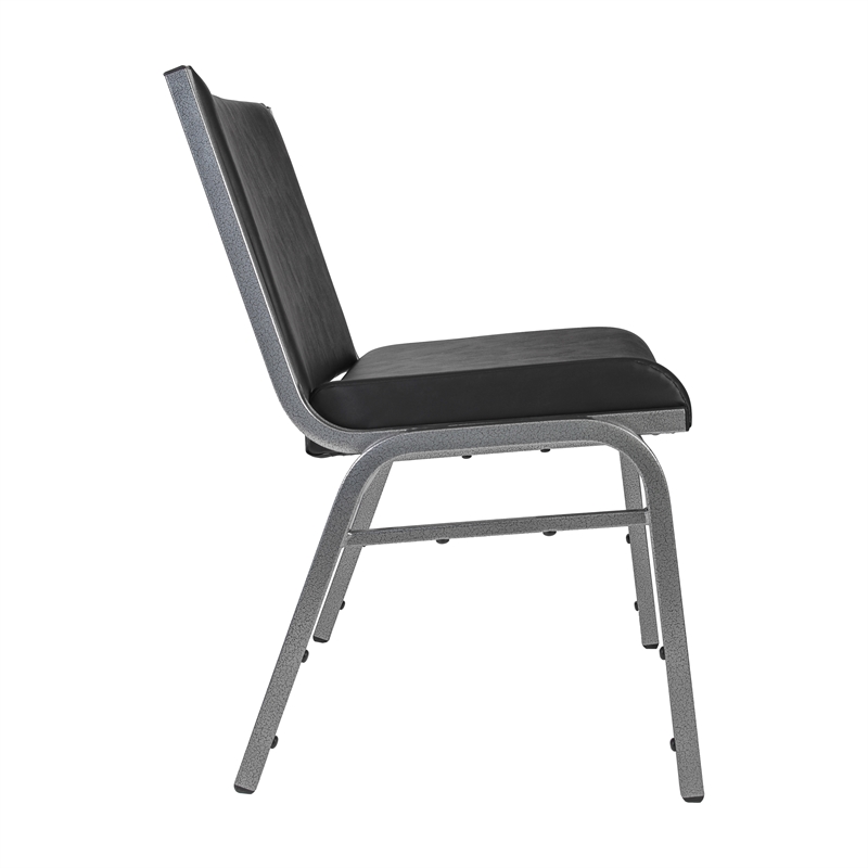 Pemberly Row Big and Tall 1000 lb Rated Black Vinyl Padded Stack Chair