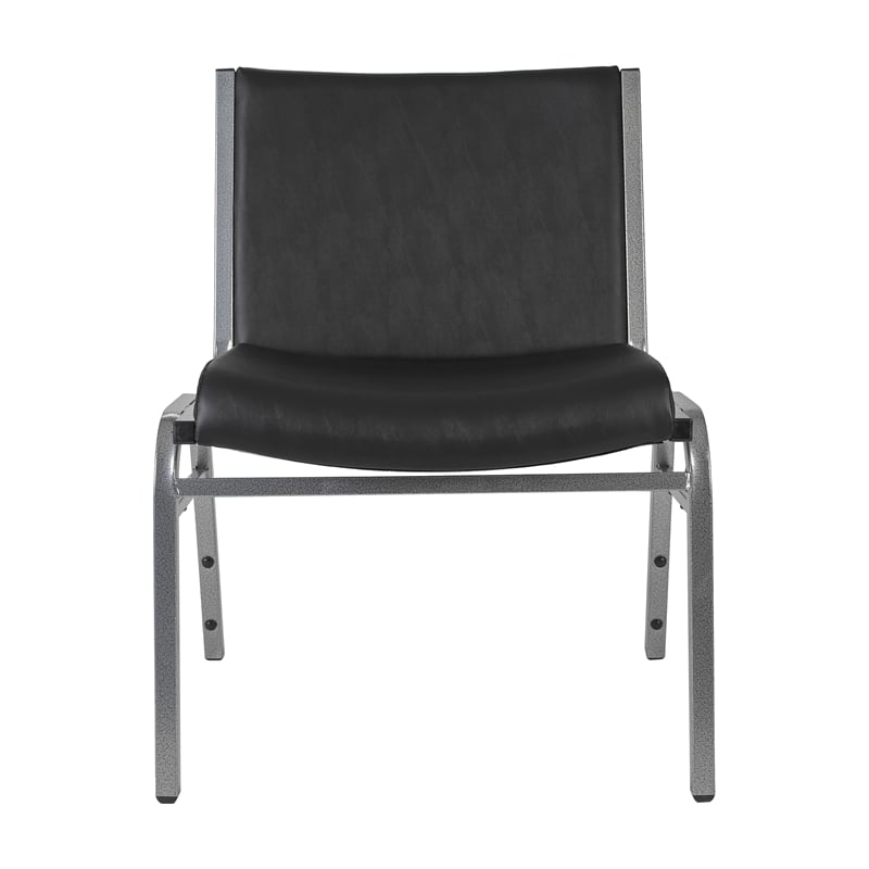 Pemberly Row Big and Tall 1000 lb Rated Black Vinyl Padded Stack Chair