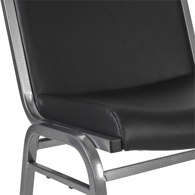 Pemberly Row Big and Tall 1000 lb Rated Black Vinyl Padded Stack Chair