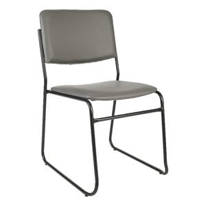 Pemberly Row 500 lb Capacity High Density Stackable Gray Vinyl Chair