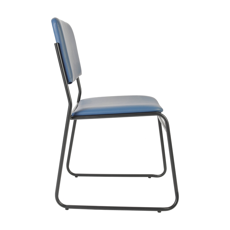 Pemberly Row 500 lb Capacity High Density Stackable Navy Vinyl Chair