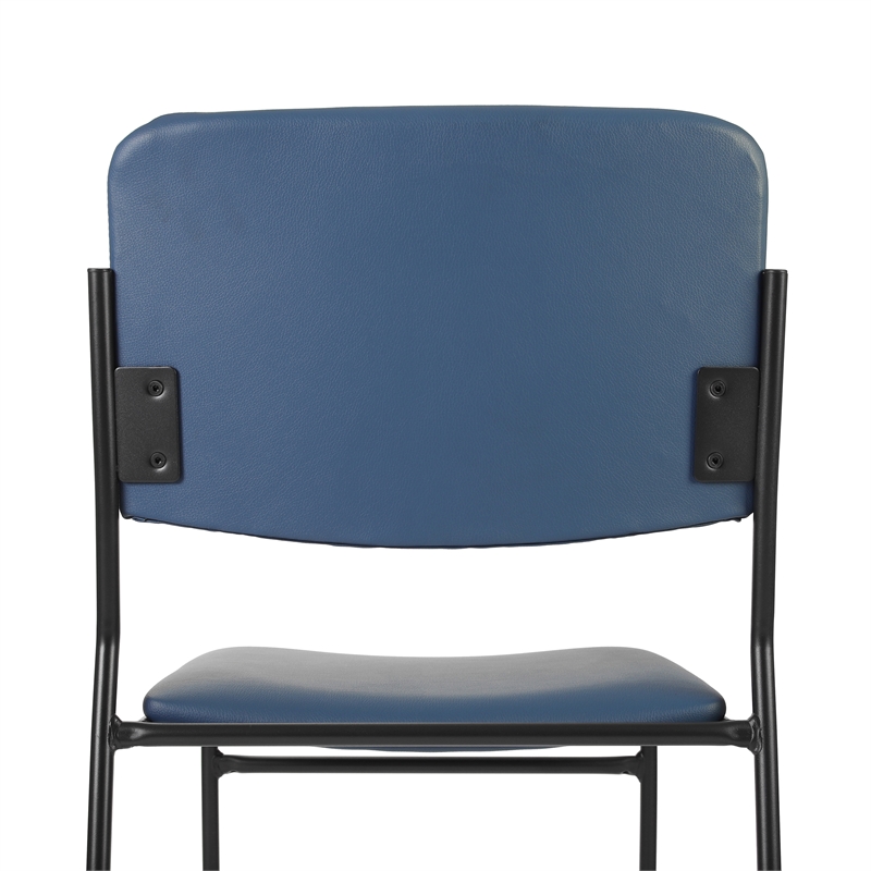 Pemberly Row 500 lb Capacity High Density Stackable Navy Vinyl Chair