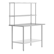 Pemberly Row 30x48 Stainless Steel Work Table with 2 Overshelves and Undershelf