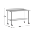 Pemberly Row 30x60 Stainless Steel Work Table with 4