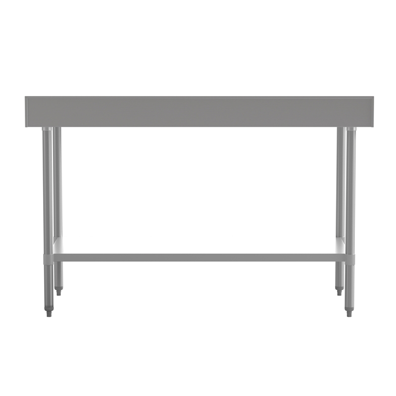 Pemberly Row Stainless Steel Kitchen Prep & Work Table with Shelf & Backsplash