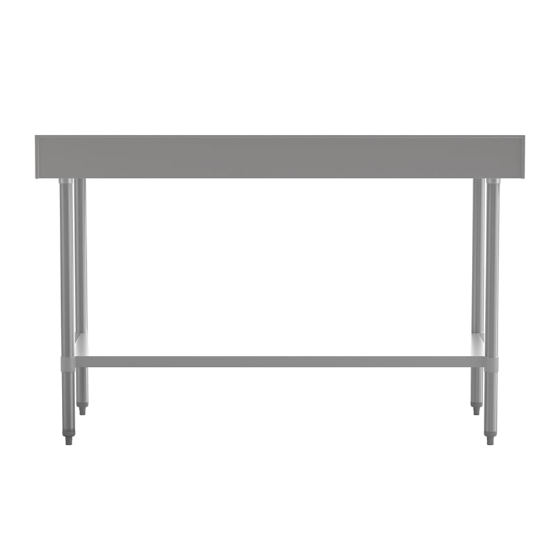 Pemberly Row Stainless Steel Kitchen Prep & Work Table with Shelf & Backsplash