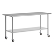 Pemberly Row 30x72 Stainless Steel 18 Gauge Work Table with Undershelf & Casters