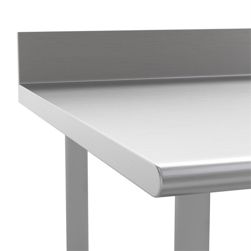 Pemberly Row Stainless Steel Kitchen Prep and Work Table with 4