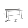 Pemberly Row Stainless Steel Kitchen Prep and Work Table with 4