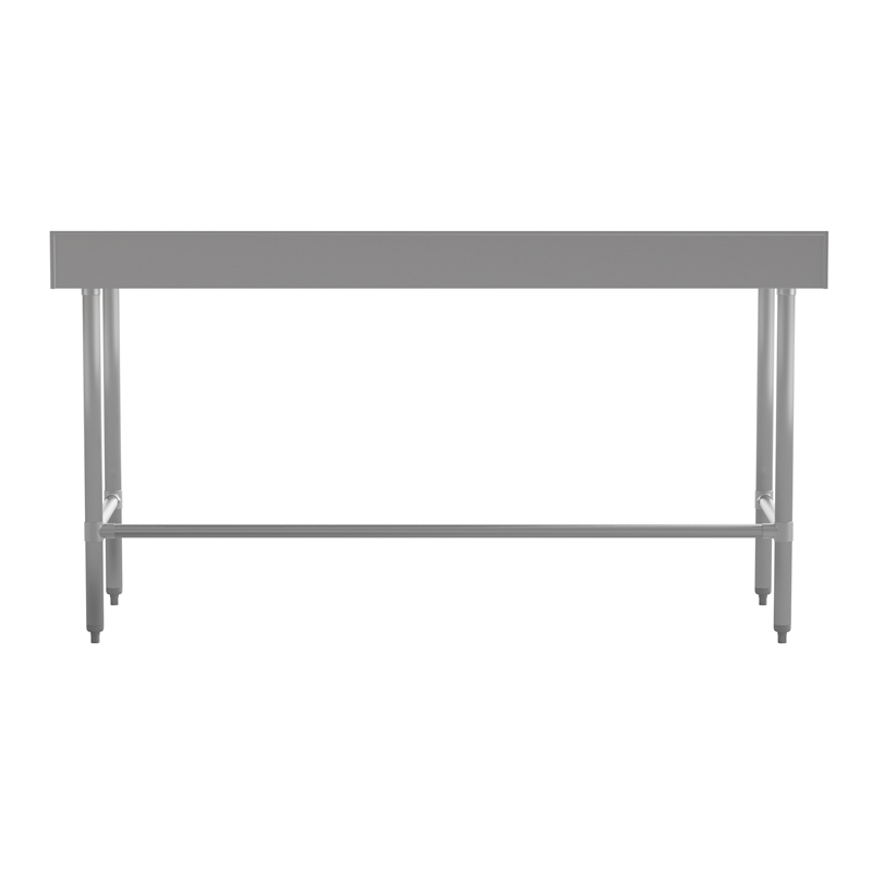 Pemberly Row Stainless Steel Kitchen Prep and Work Table with 4