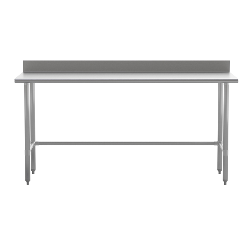 Pemberly Row Stainless Steel Kitchen Prep and Work Table with 4
