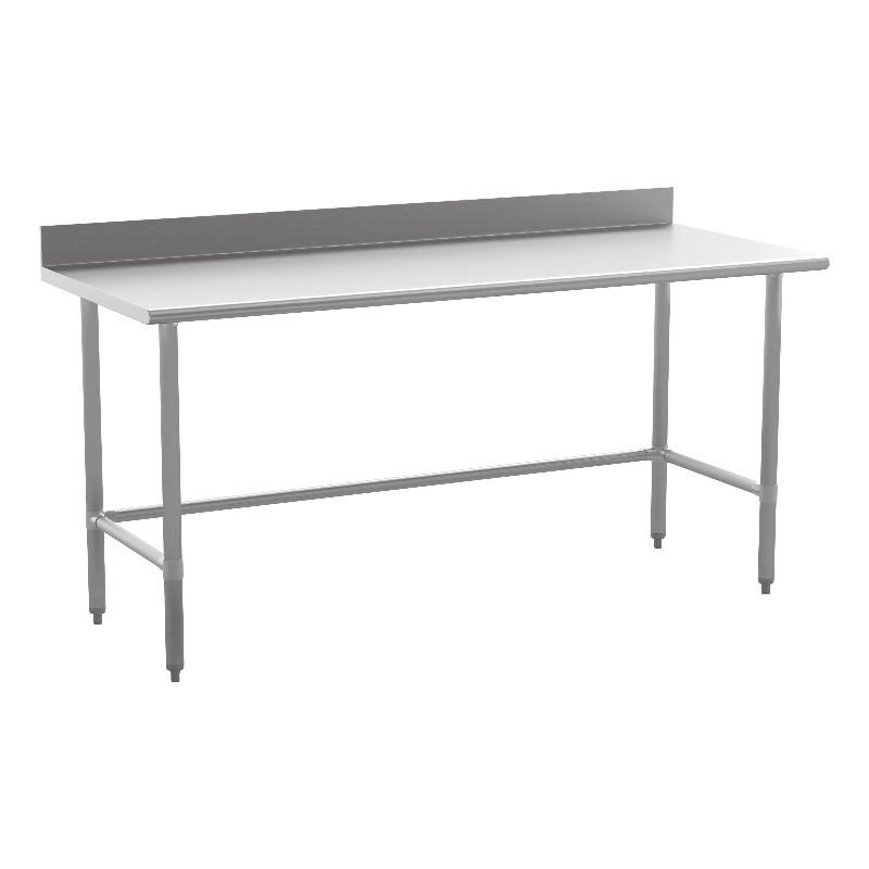 Pemberly Row Stainless Steel Kitchen Prep and Work Table with 4