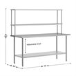 Pemberly Row 30x72 Stainless Steel Work Table with 2 Overshelves and Undershelf