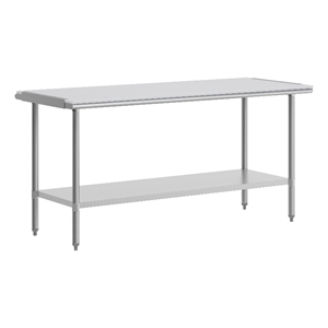 Pemberly Row 30x72 Stainless Steel Work Table with Cutting Board and Shelf