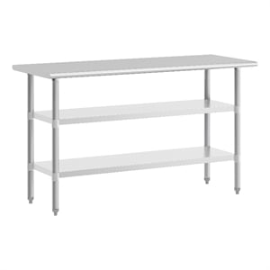 Pemberly Row 60&quotx24&quot NSF Stainless Steel 18 Gauge Work Table with Undershelves
