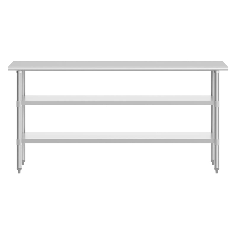 pemberly row 24x72 stainless steel 18 gauge work table with 2 undershelves
