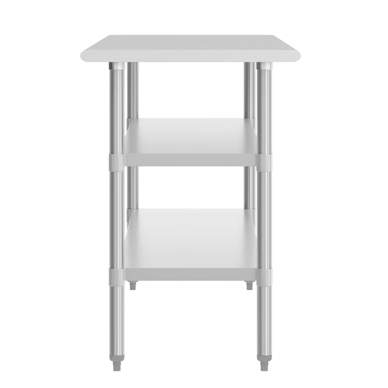 pemberly row 24x72 stainless steel 18 gauge work table with 2 undershelves