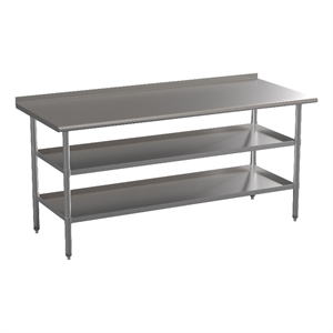 Pemberly Row 72&quotW x 30&quotD NSF Stainless Steel 18 Gauge Work Table with 2 Shelves