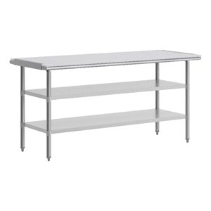 Pemberly Row 30x72 Stainless Steel Work Table with Overshelves and Undershelves