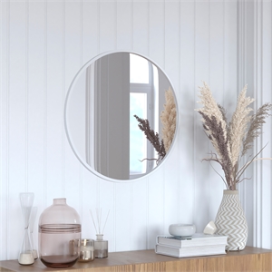 Pemberly Row 24&quot Shatterproof Round Wall Mirror with Silver Metal Frame