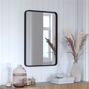 Pemberly Row 20&quot x 30&quot Shatterproof Wall Mirror with Matte Black Metal Frame