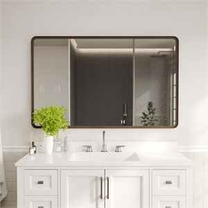 Pemberly Row 48&quot x 30&quot Rectangular Mirror with 2&quot Deep Iron Frame in Bronze