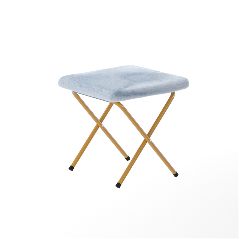 Pemberly Row Double Folding Faux Fur Saucer Chair with 2 Ottomans in Aqua/Gold