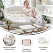 Pemberly Row Double Folding Faux Shearling Saucer Chair with 2 Ottomans