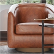 Pemberly Row Traditional Club Style Chair with 360 Swivel Base in Brown