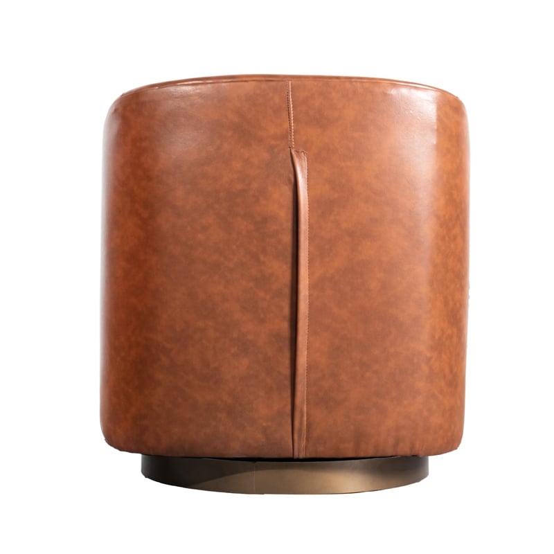 Pemberly Row Traditional Club Style Chair with 360 Swivel Base in Brown