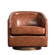 Pemberly Row Traditional Club Style Chair with 360 Swivel Base in Brown
