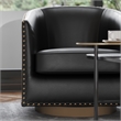 Pemberly Row Classic Club Style Chair with 360 Swivel Base & Nail Trim in Black