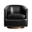 Pemberly Row Classic Club Style Chair with 360 Swivel Base & Nail Trim in Black