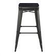 Pemberly Row Indoor/Outdoor Backless Bar Stool with Poly Seat in Black