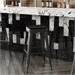 Pemberly Row Indoor/Outdoor Backless Bar Stool with Poly Seat in Black