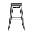 Pemberly Row Indoor/Outdoor Backless Bar Stool with Poly Seat in Black