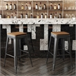 Pemberly Row Indoor/Outdoor Backless Bar Stool with Poly Seat in Black/Teak
